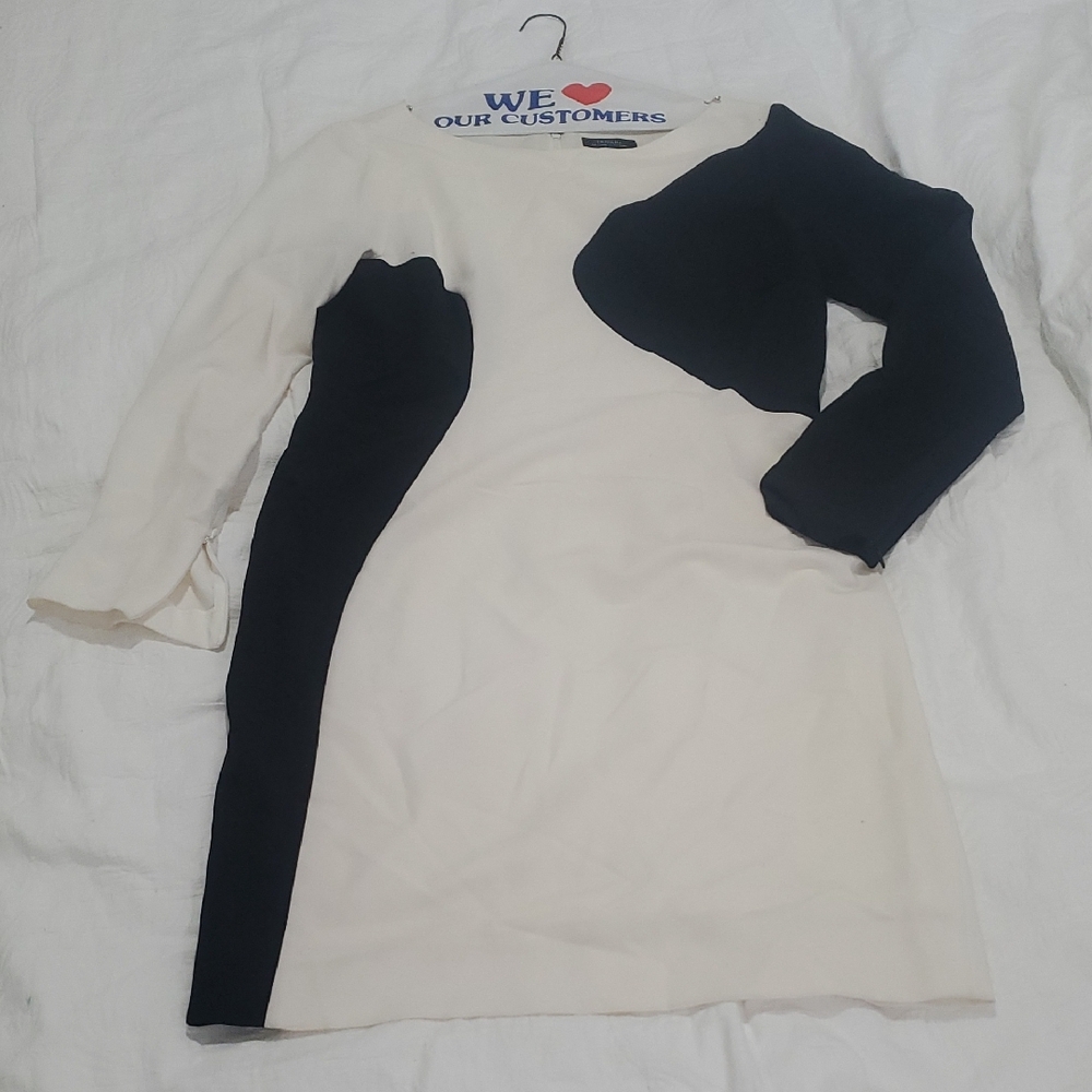 Tahari ASL Black and White Midi Dress